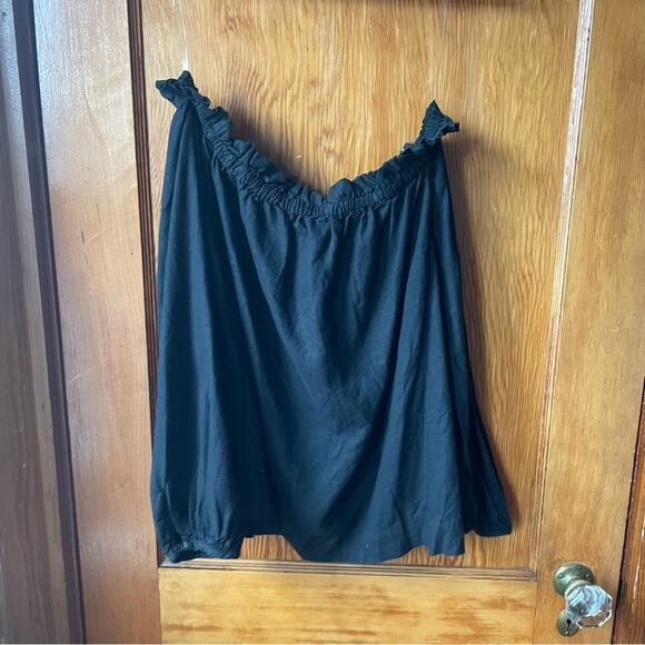 A New Day Black Ruffle Off the Shoulder Blouse - Picture 2 of 4